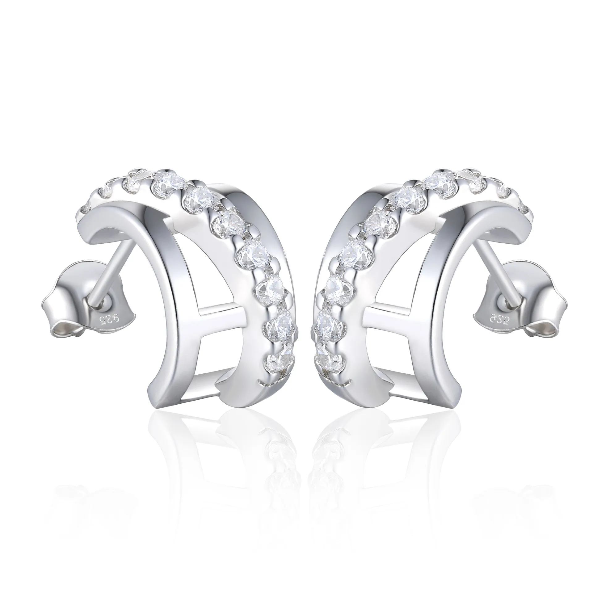 Designer sieraden oor noppen sterling zilveren gebogen oorbellen licht luxe s925 zilveren oorbellen damesgevorderde zin