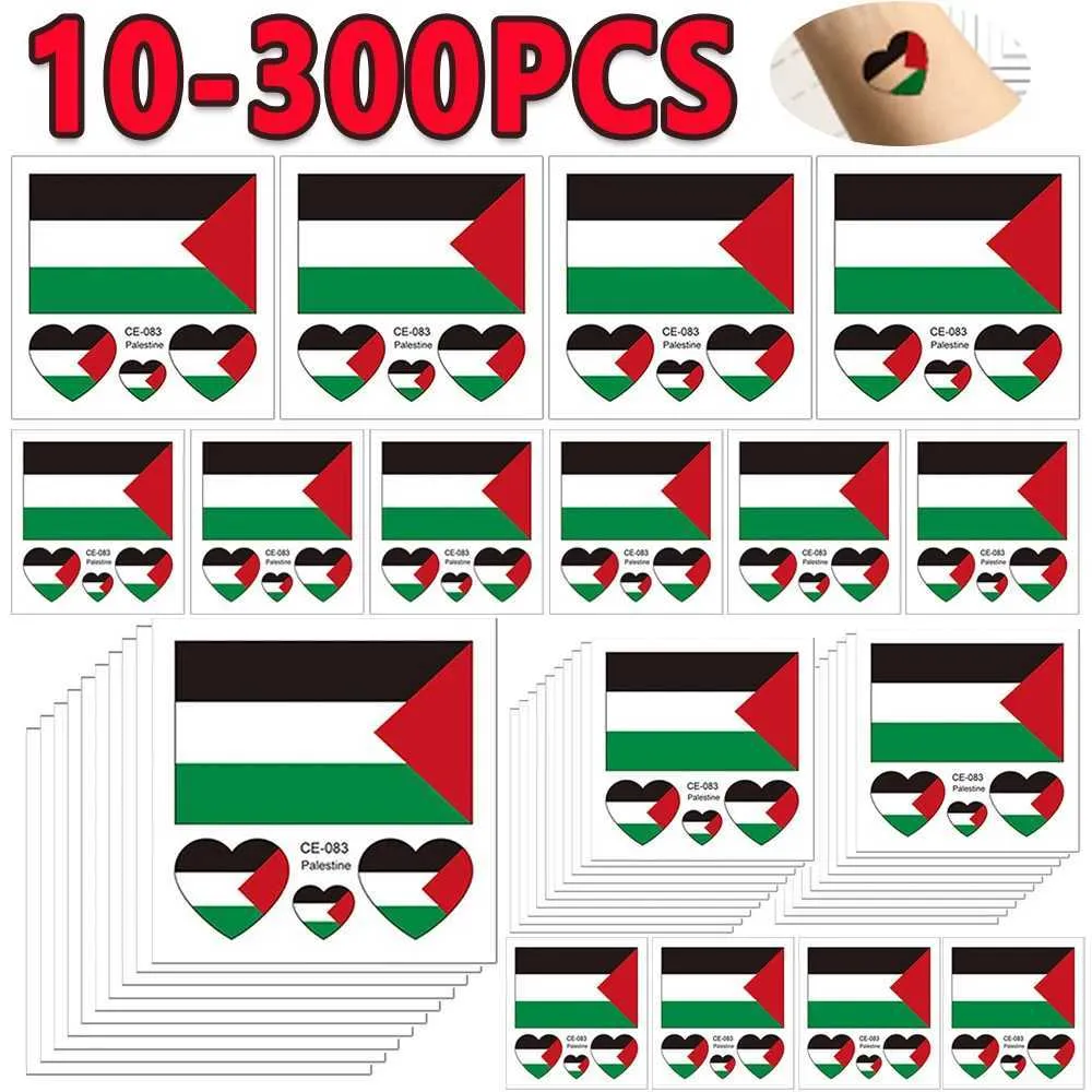 Tattoo Transfer 10-300pcs Water Transfer Sticker Vibrant Colors Palestine Flag Sticker Tattoo Stickers Palestine Face Arm Tattoo Stickers 240427