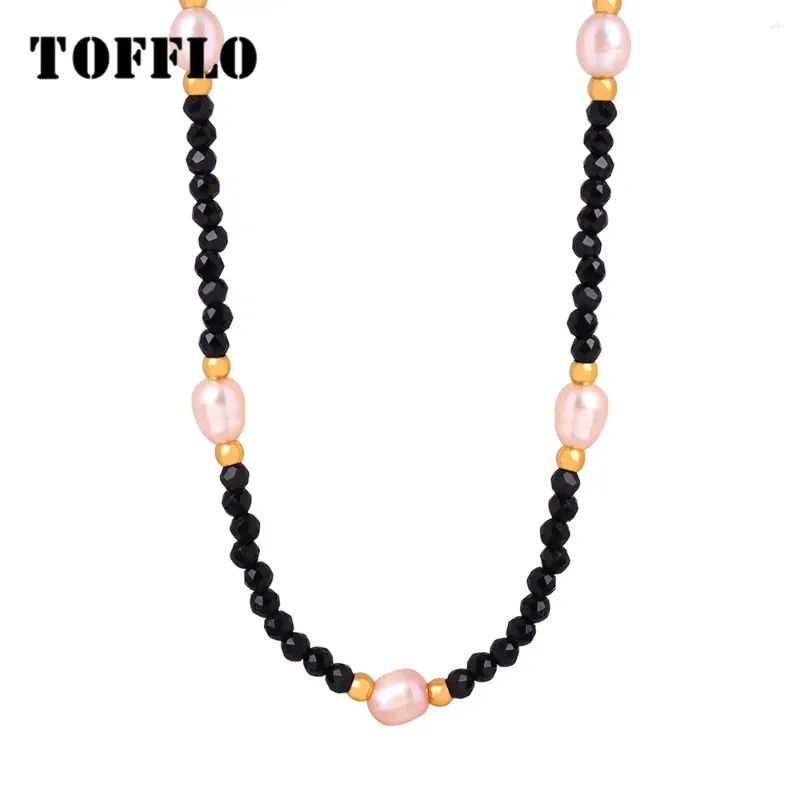 Colliers pendants Tofflo Tianhe Stone Danshui Perle Perle Conception en acier inoxydable Collier Fashion pour femmes BSP372
