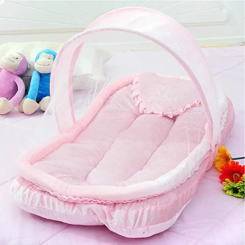 Flannel born Bed Mosquito Net With Small Pillow Baby Cradle Mosquito Insect Net Encrypted gauze Baby Crib Mosquito Tent 240423