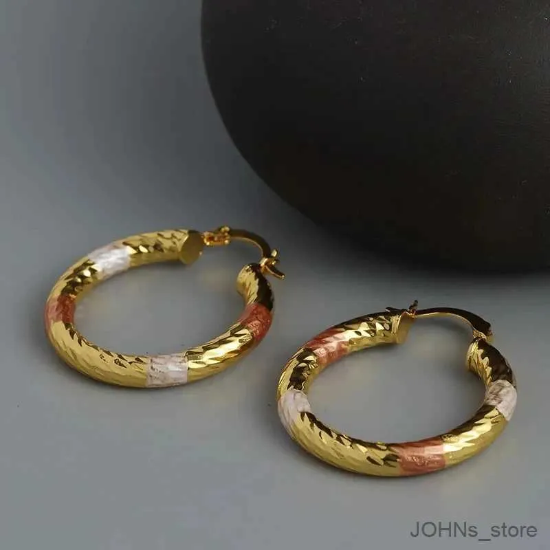 Studen Gorgeous Round Hoop Earrings for Women Gold Color Cross Party Wedding Jewelry Gift