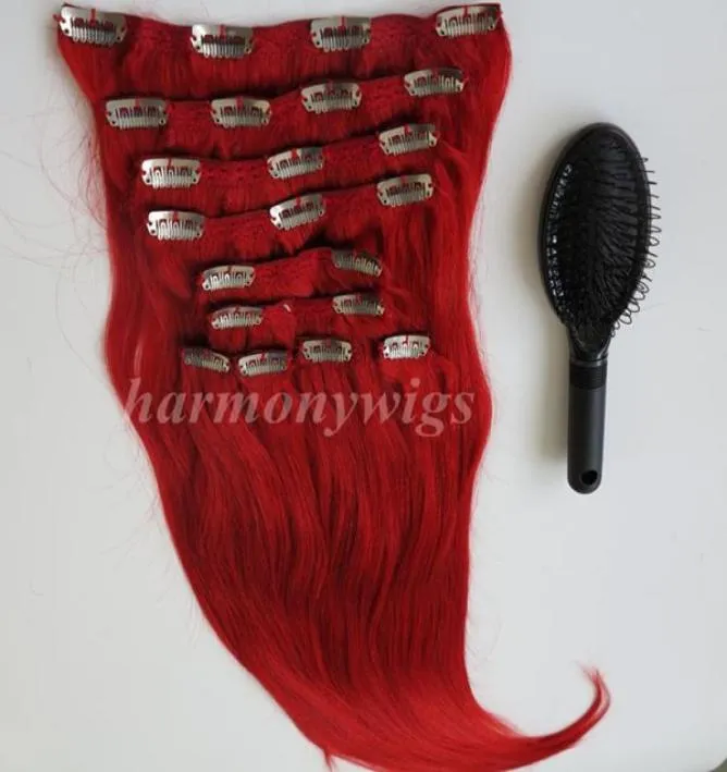 160G 10pcs1Set Clip in in in antension in vendension red color Бразильский индийский remy Human hair 20 22inch2804395