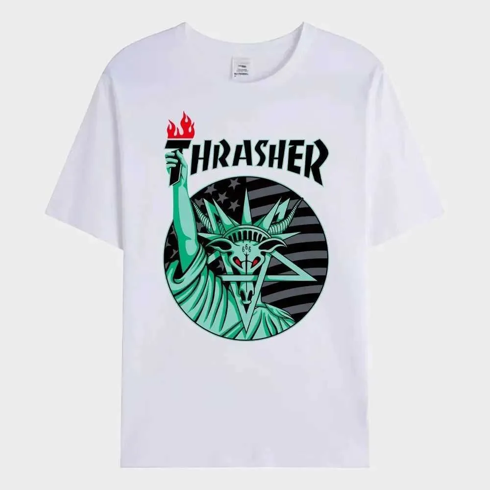 Herren-T-Shirts Statue von Liberty Trendy Printed T-Shirt Herren Casual Short Hip Hop Streetwear Übergroße T-Shirt Männer Kleidung Sommer 2024 J240426