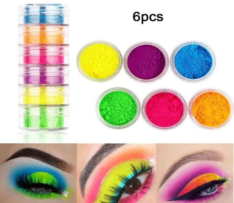 DHL 6pcsset Eyeshadow Powder Makeup 6colors Neon Eye Shadow Set Beauty Eyes Cosmetics New Powder Eyes Makeup 6pcs Kit DIY4712905