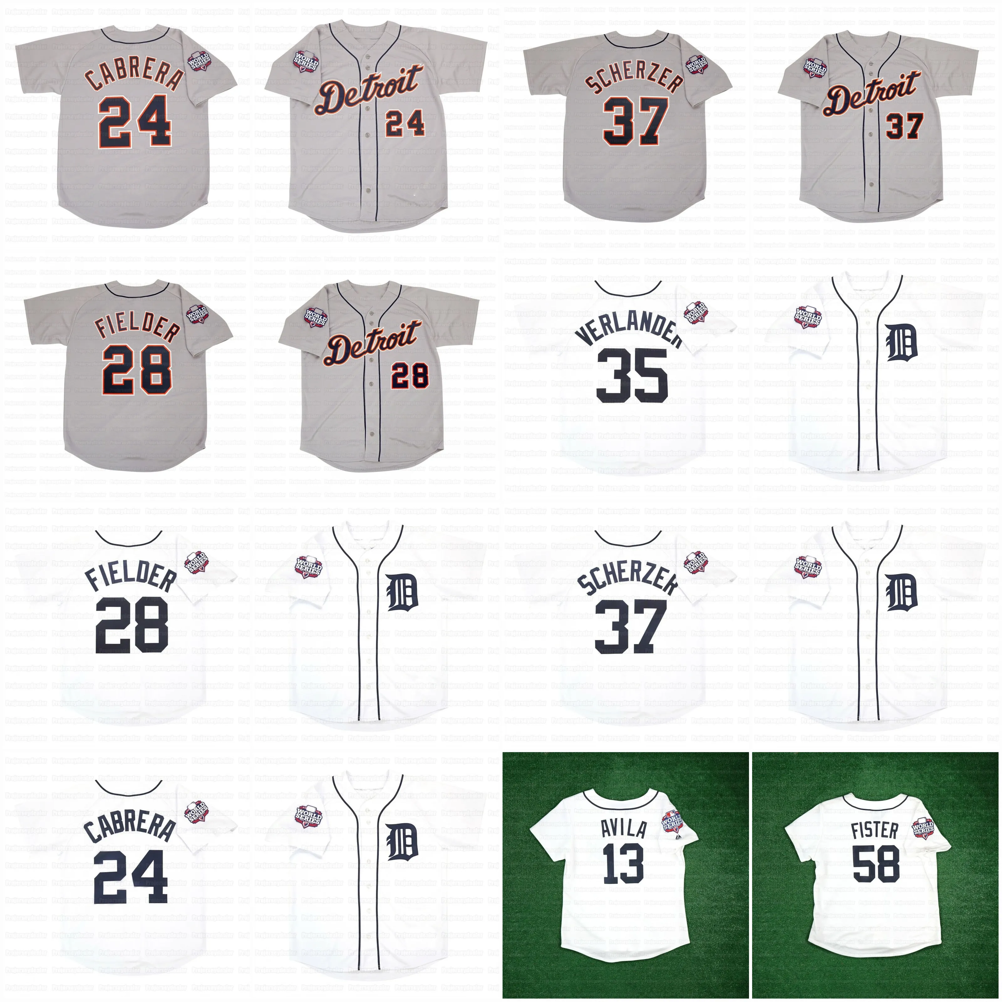 Tigers 2012 Maglie da baseball della World Series Miguel Cabrera Prince Fielder Max Scherzer Justin Verlander