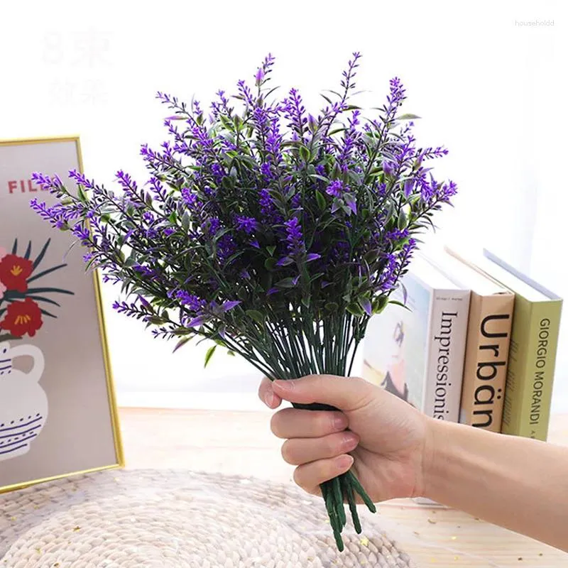 Dekorativa blommor 1buntle Artificial Lavender Romantic Provence Plastic Wedding Vase for Home Decor Grain Christmas Fake Plant