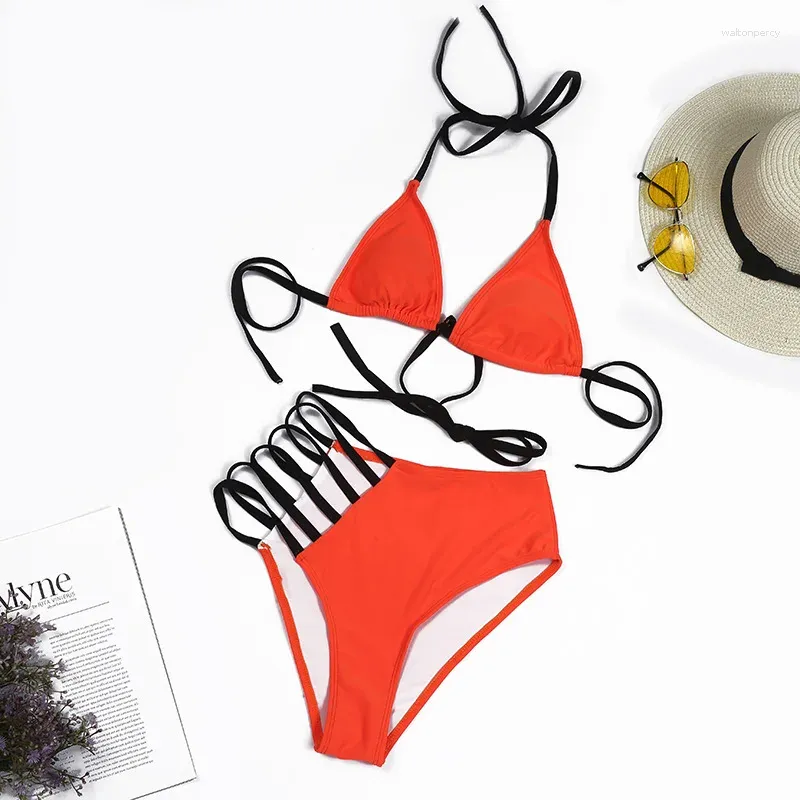 Neon Thong Bikini Set - High Waist Cut Out Swimsuit . Sexy Brazilian ...