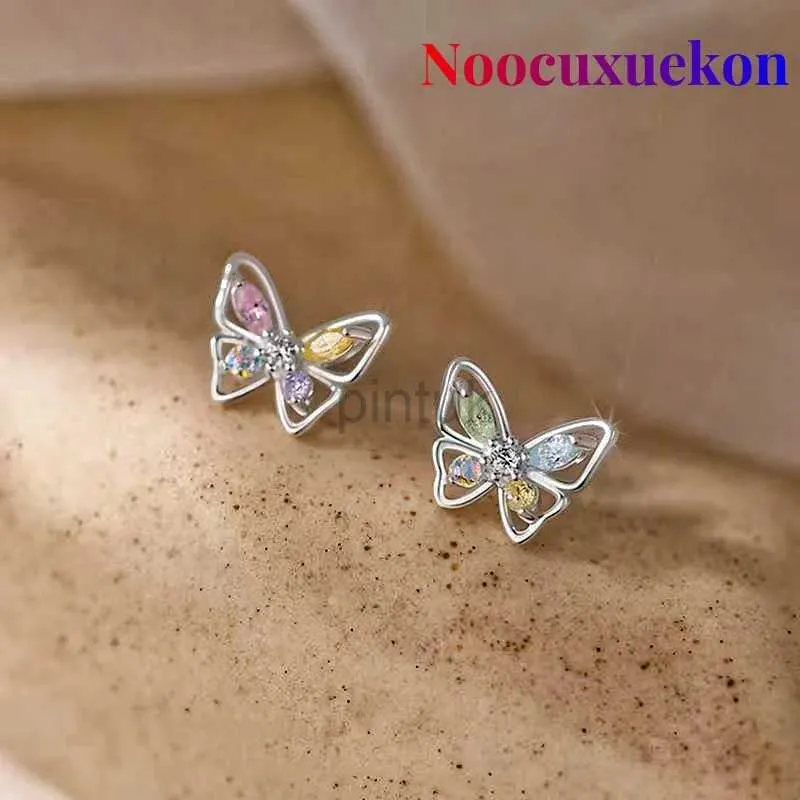 Stud 2Pcs/Korean 925 Silver Needles Tragus Piercing Helix Butterfly Earrings for Women Trendy Cute Stud Earring 2023 Jewelry Gifts d240426