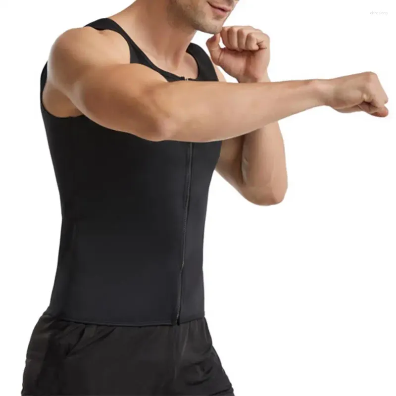 Herentanktops mannen beschermend vest o-neck mouwloze rits placket fitness met nanometer technische bescherming voor spieren