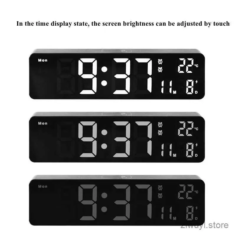 Skrivbordklockor digital väckarklocka temperatur Datum Dubbla larm röststyrning Elektronisk bordsklocka Snooze vägg LED -klockor för vardagsrum