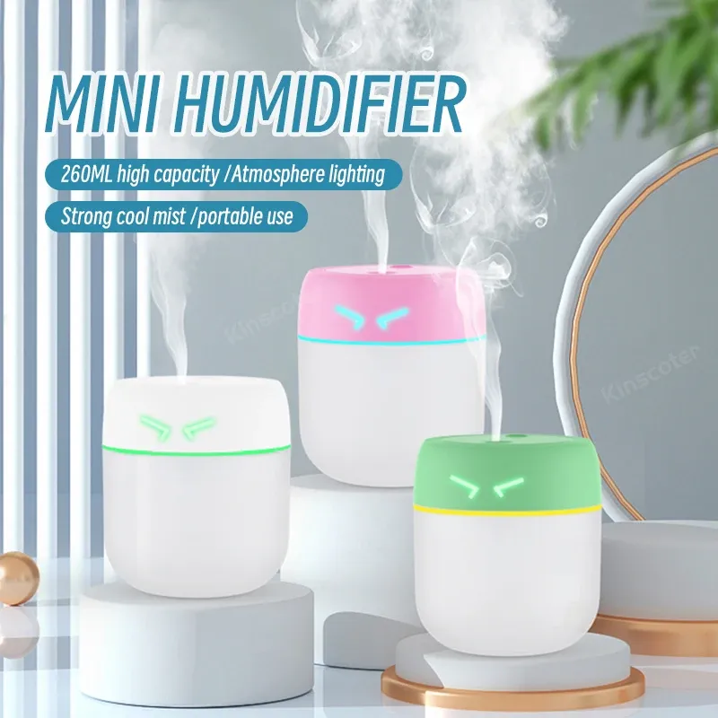 Appareils 260 ml Mini Ultrasonic Air Humidificateur Romantique Light USB Huile essentielle Purificateur de voiture Anion Maker Anion Maker