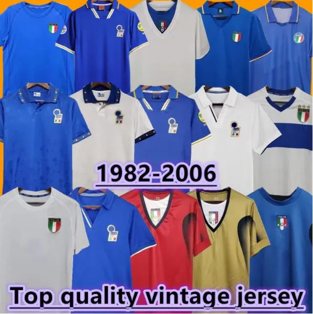 82 Italys Classic Retro Soccer Jerseys 90 94 98 R.Baggio Maldini Totti del Piero Pirlo Inzaghi Cannavaro Materazzi Nesta Buffon 00 06 Top Retro Footbal Shirt