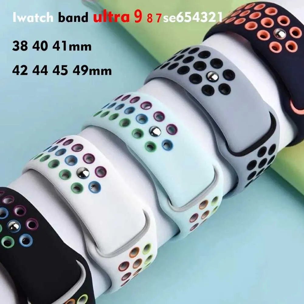 Assista bandas adequadas para a banda de relógio 45mm 44mm 49mm Iwatch Strap 42mm 41mm 40mm Silicone Sports Sport Série Correa 9 8 SE Ultra 2 7 6 5 4 3 240424