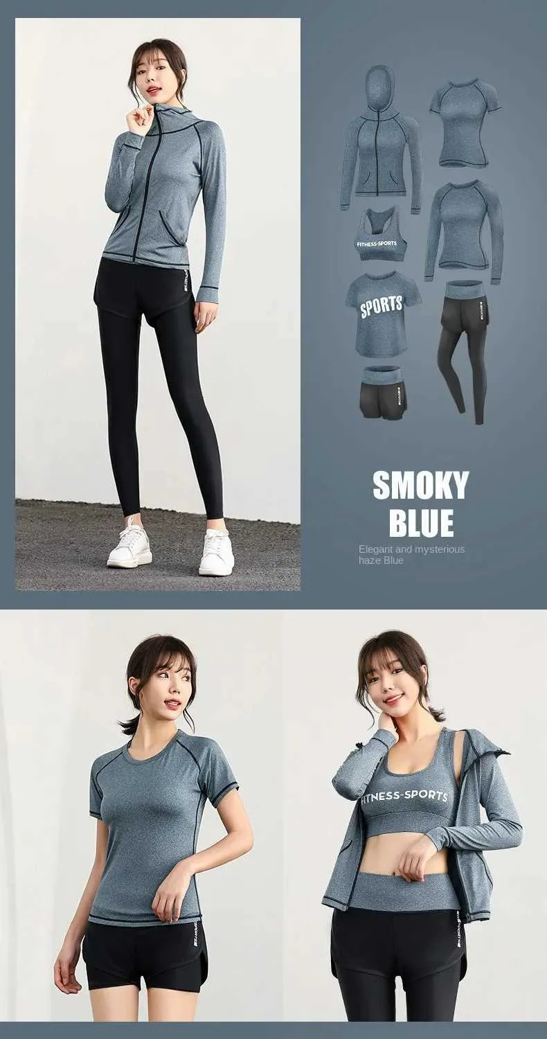 Women's Tracksuits Sports set sportswear womens gym spring running leisure quick drying five piece beginner fashion yoga set 240424