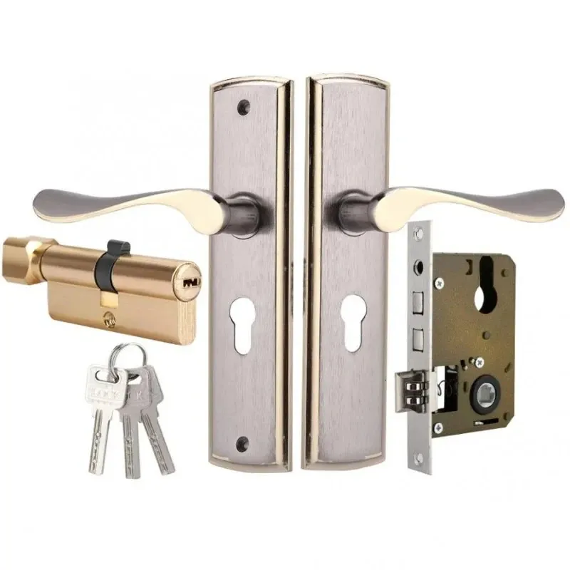 Gouden deurslot duurzaam aluminium stille huis interieur sleutel ontgrendeling voor huisbeveiliging Antitheft Indoor Handle 240415