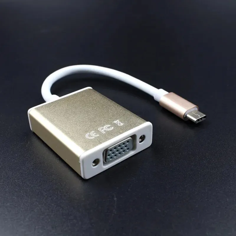 Type-C naar VGA-conversiekabel USB-C naar VGA High-Definition Converter voor mobiele telefoons, Mac Book Notebooks, Tablets