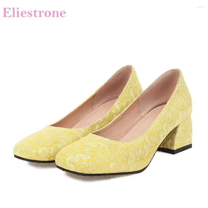 Chaussures habillées confortables Red Yellow Femmes Pumps Fashion Med Talons Lady plus petite taille 30 10 43 46 48