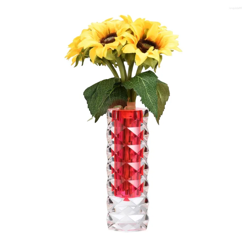 Vases Flower Arrangement Device Lightweight And Shatterproof Acrylic Crystal Large Diamond Shaped Cylindrical Living Room Vase