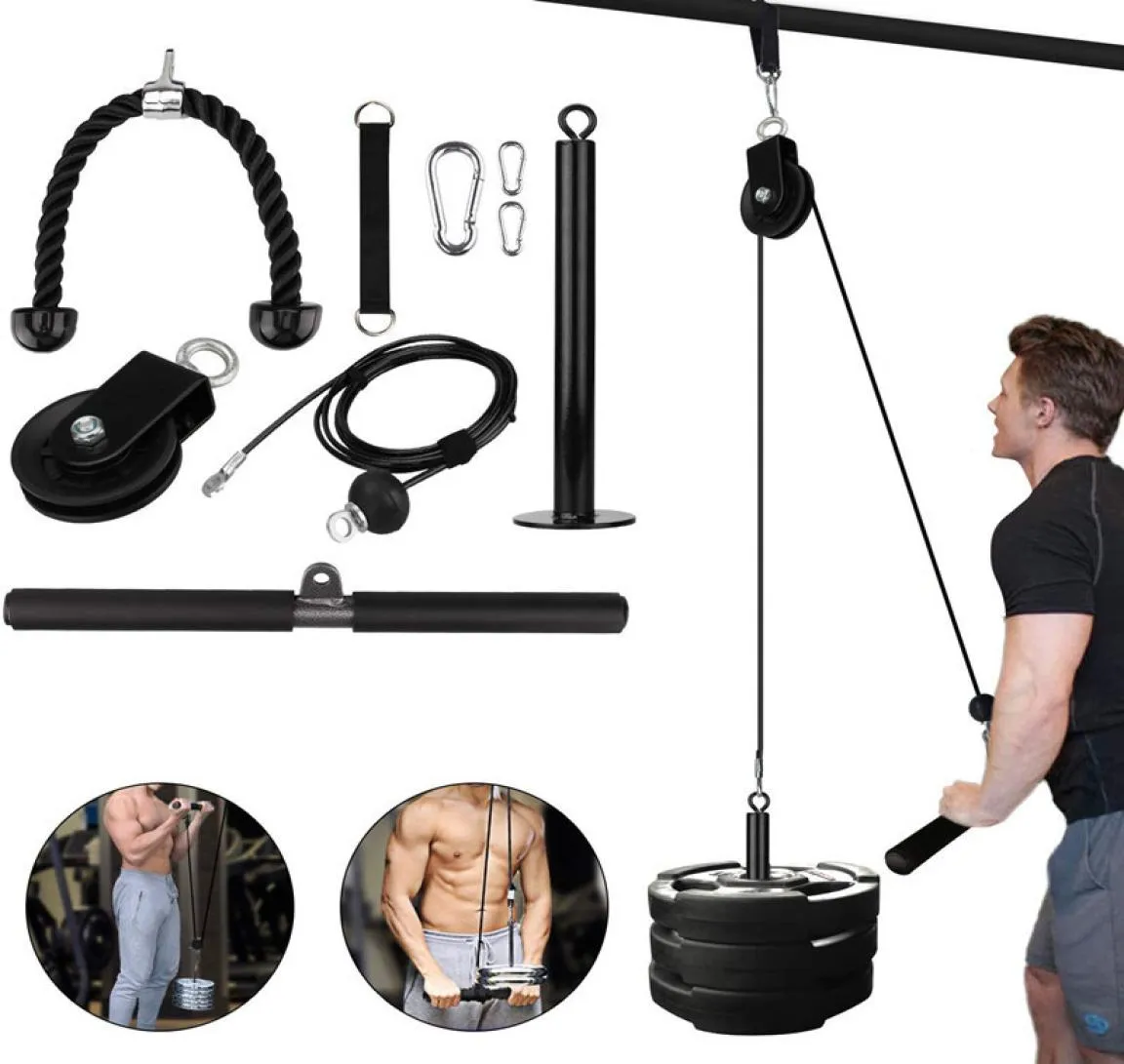 Accueil DIY Fitness Pulley Cable Câble Corde Système d'outils Tite d'outils Chargement de pouces Brack Brack Biceps Triceps Hand Strength Training EQ8588139