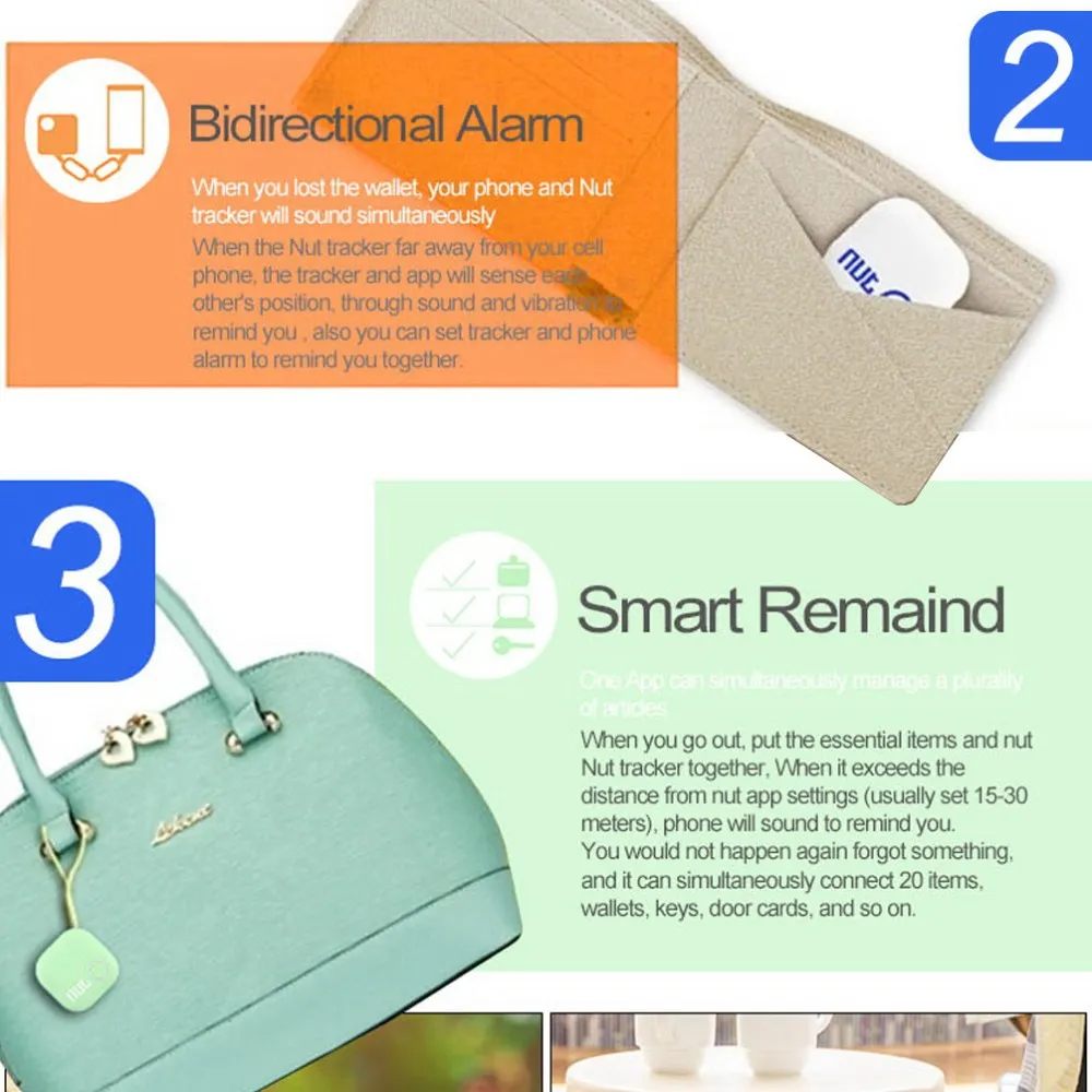 Original Nut 2 Bluetooth Key Finder Smart Tracker Nut2 Smart iTag Wireless Llavero Anti Perdida Locator Luggage Tracker