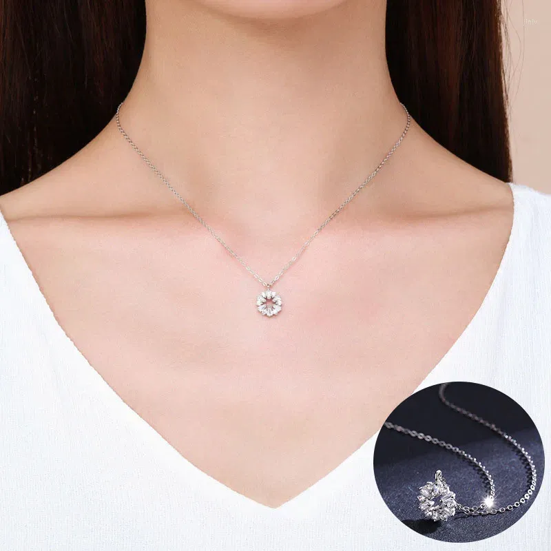 Catene 925 collana geometrica con zircone in argento sterling per donna che cassetta a catena fine a catena gioiello regalo goccia regalo