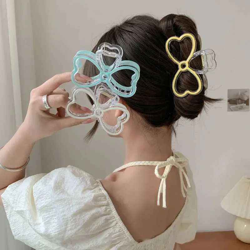 Klammern modische neue Öltropfen Bogen Haare Clip Damen Ponytail Clip Gelee transparent Haarclip Girls Haare Krabben Bucket Kopfbedeckungszubehör y240425