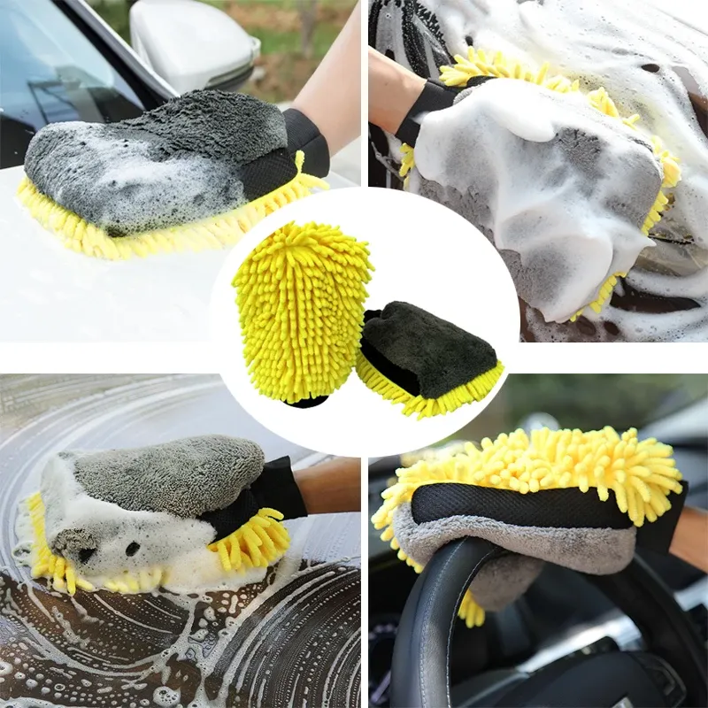 Gloves Car Chenille Premium ScratchFree Microfiber Wash Mitt Waterproof Car Thick Cleaning Mitt Wax Detailing Brush Auto Care Glove