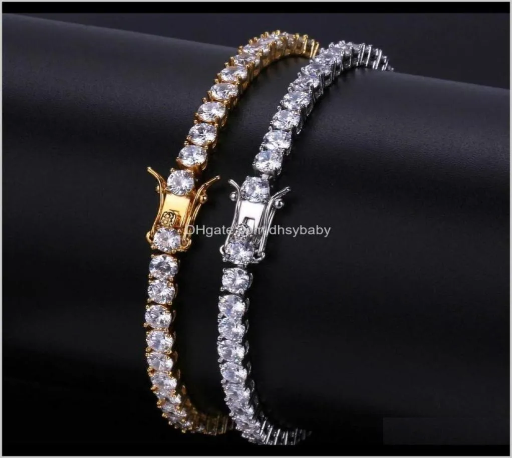 Designer Heren Bracebanden Hip Hop Sieraden Diamant tennis Bracelet Iced Out Hiphop Bling Bangles Luxury Charm Rapper Gold SIE6052715