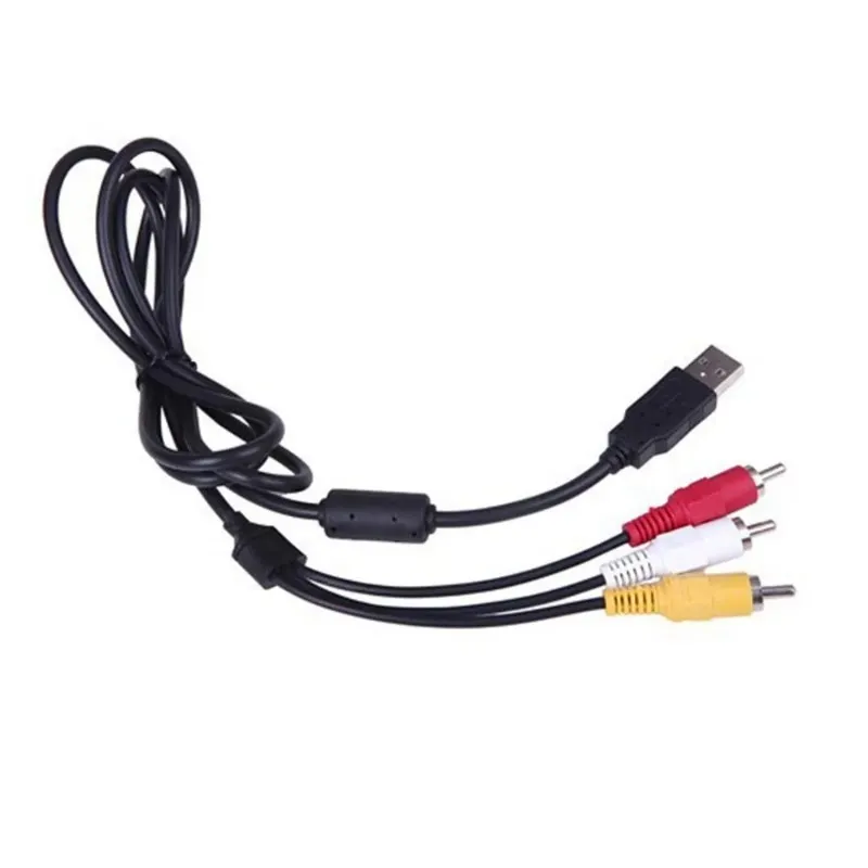 2024 1,5 M USB till RCA -kabel USB 2,0 hane till 3 RCA Manlig täckare Stereo Audio Video Cable Television Adapter Wire AV A/V TV Adapter för TV Audio Video Cable Cable