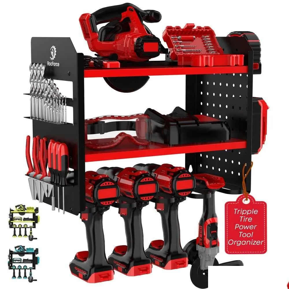 Inne narzędzia budowlane Rocforce Wall Mount Heavy Duty Pordeless z tartą Uchwyt wiertła rdzeniowego Garaż Pegboard Storage -effi DHzs6