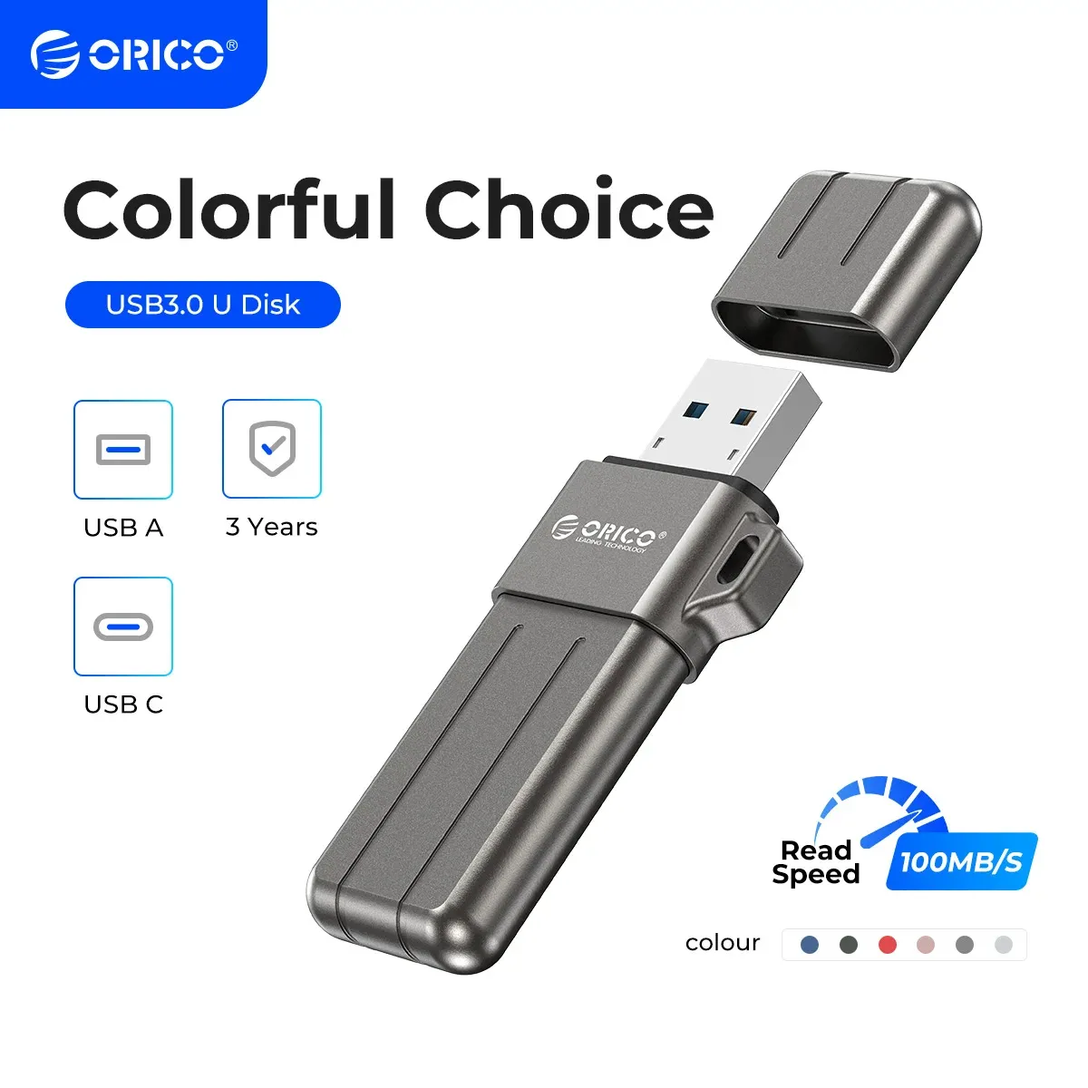 Drives ORICO USB 3.2 USB Flash Drives 32GB 64GB 128GB 256GB Pen Drive Memory Stick Metal U Disk Colorful Pendrive for TypeC USB A