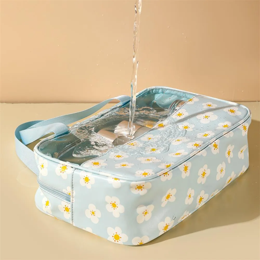 Sac cosmétique transparent sac de lavage imprimé macaron sac de rangement portable sac de grande capacité