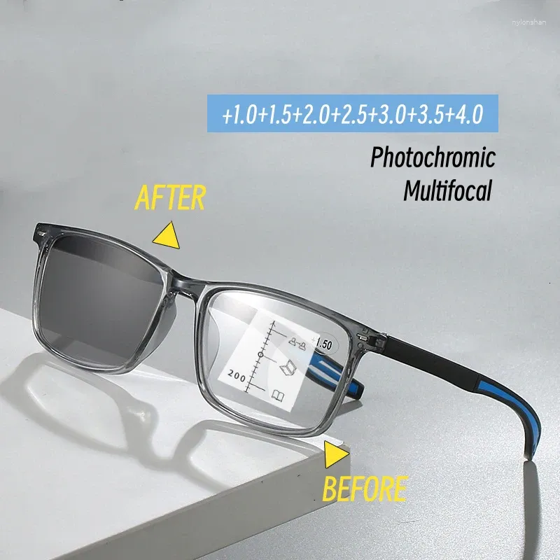 Sunglasses Pochromic Multifocal Reading Glasses Blue Light Blocking Presbyopia Eyewear Far Near Sight Intelligent Eyeglasses 1.0 To 4.0