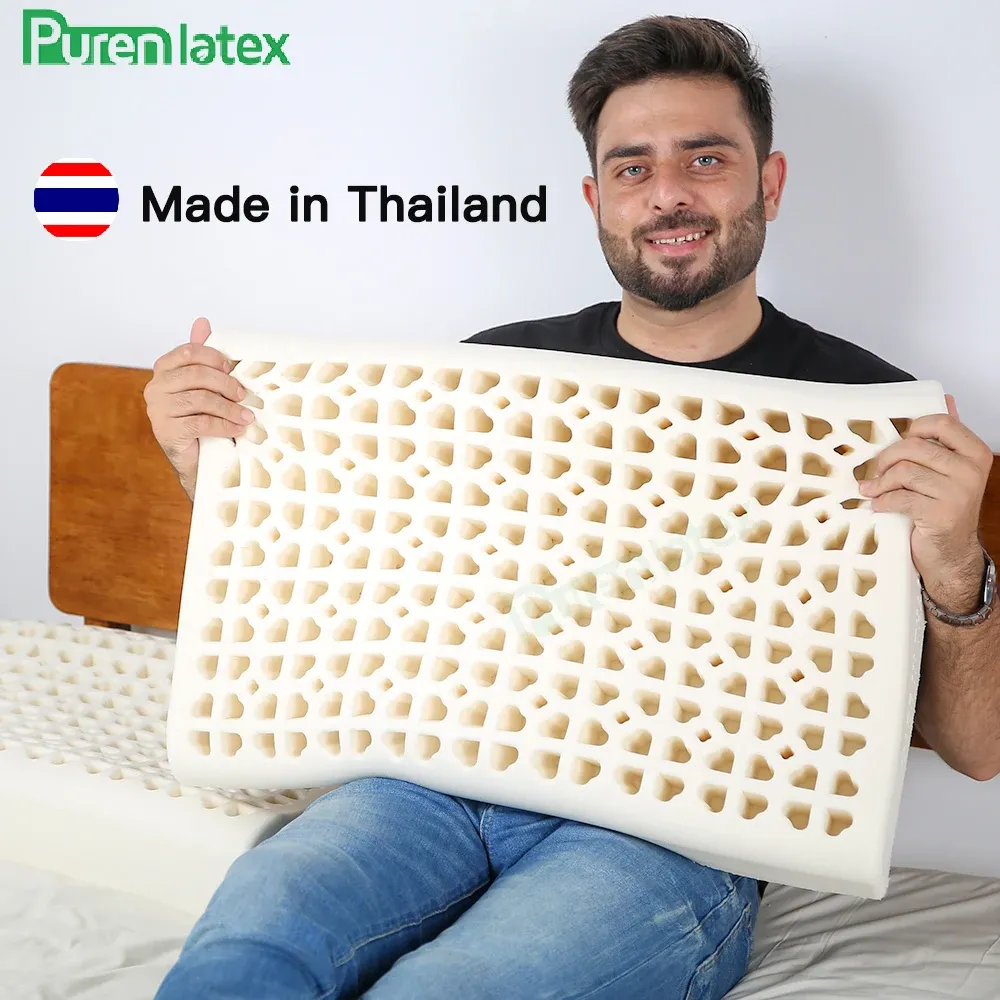 枕Purenlatex 93％タイ輸入ラテックス枕Pure Natural Latex Pillow Remedial Neck Protect Health Care Orthopedic Pillow