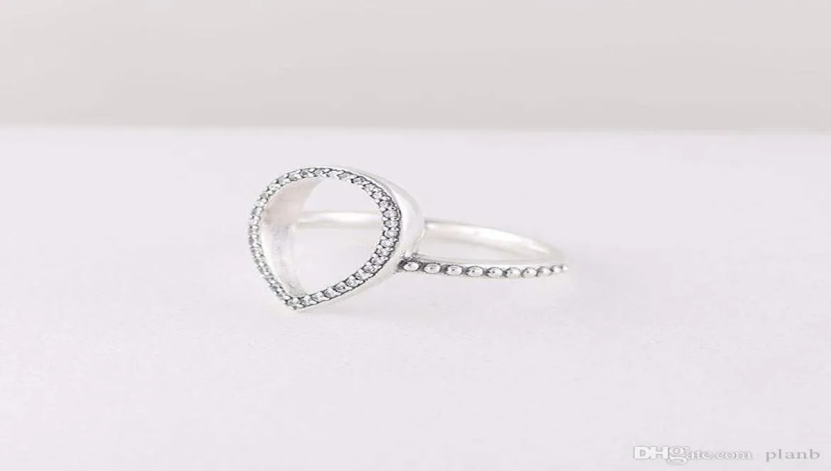 925 Sterling Silver Tear Drop Wedding Ring Original Box Set för CZ Diamond Hollow Teardrop Rings for Women Gift Jewelry1494483