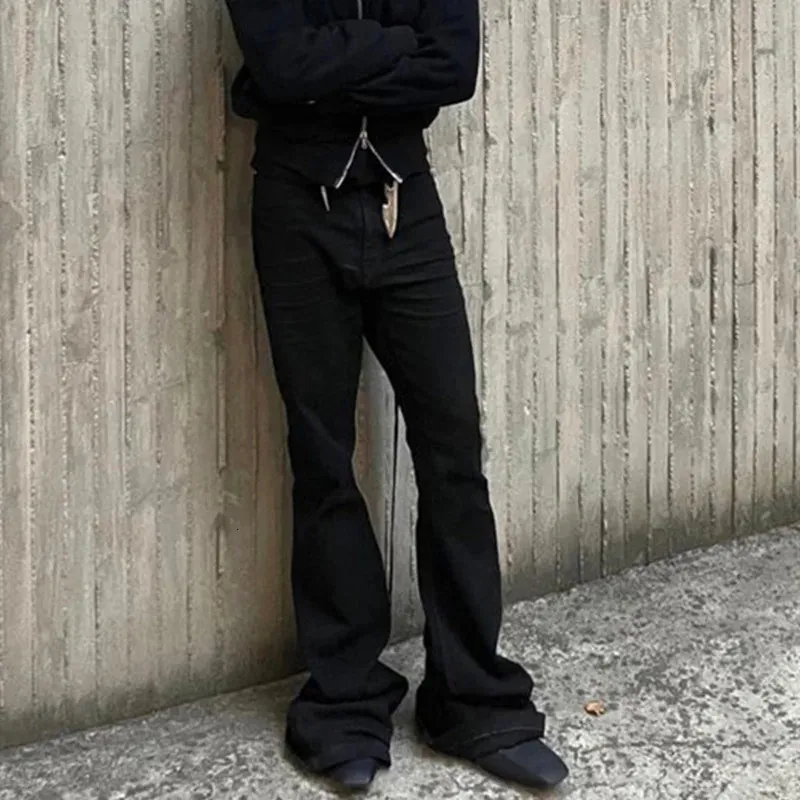 PFNW Mens Denim Pants Street Wide Leg Flared Jeans Summer
