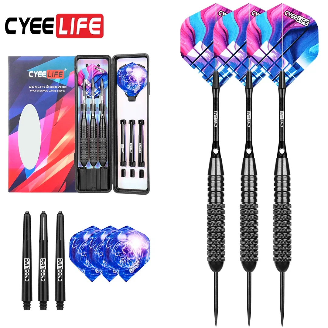 Fléchettes Cyeerife 28G Pro Aip tarte flétans avec boîtier de transport, puits en aluminium plastique avec des vols supplémentaires, Darts à domicile