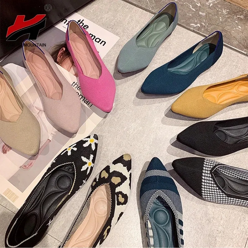 Сапоги Nan Jiu Mountain 2023 Печать женские туфли для обуви для одиночной обувь весенняя осень вязаные туфли.