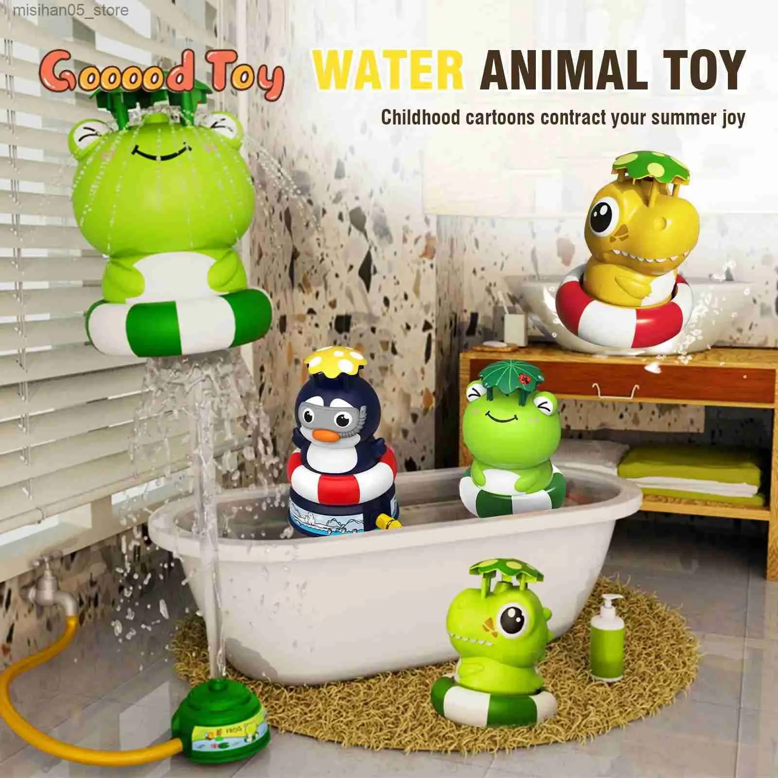 Sable Player Water Fun Cartoon Spray Spray Flying Penguin Frog Dinosaure Toys Summer Salting Spray rotatif Spray Childrens Water Bath Pool Pool Toys Q240426