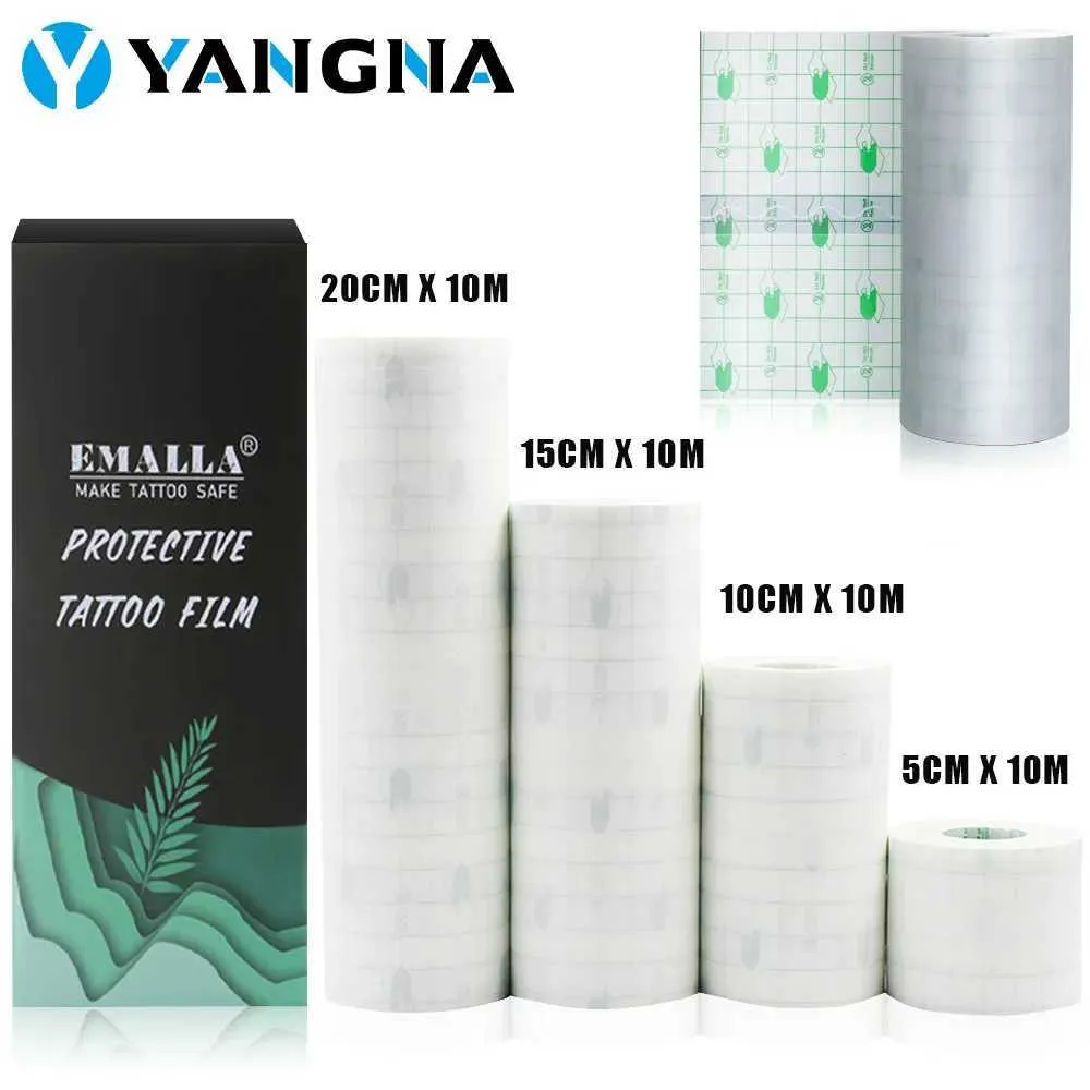 Tattoo Transfer EMALLA 10M Roll Waterproof Tattoo Film Aftercare Protective Skin Healing Adhesive Bandages Repair Accessories Tattoo Supply 240426