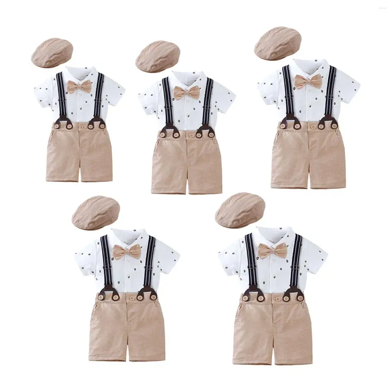 Clothing Sets Summer Baby Boy Gentleman Suit Outfits With Suspender Hat Clothes For Birthday Po Prop Daily Wear Holiday Party