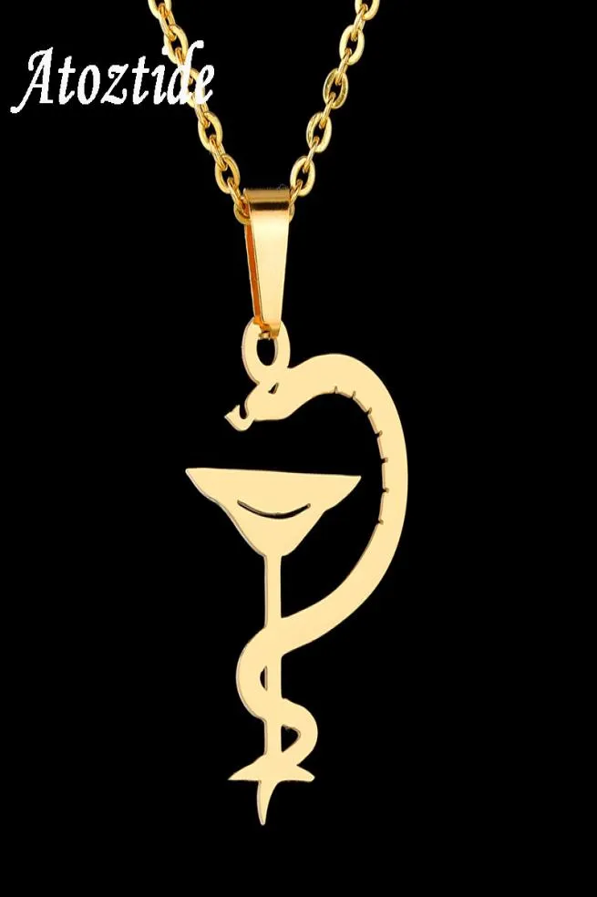 Personnalité Superbe serpent avec verre à vin réglable de collier pendentif en argent en acier inoxydable4075786