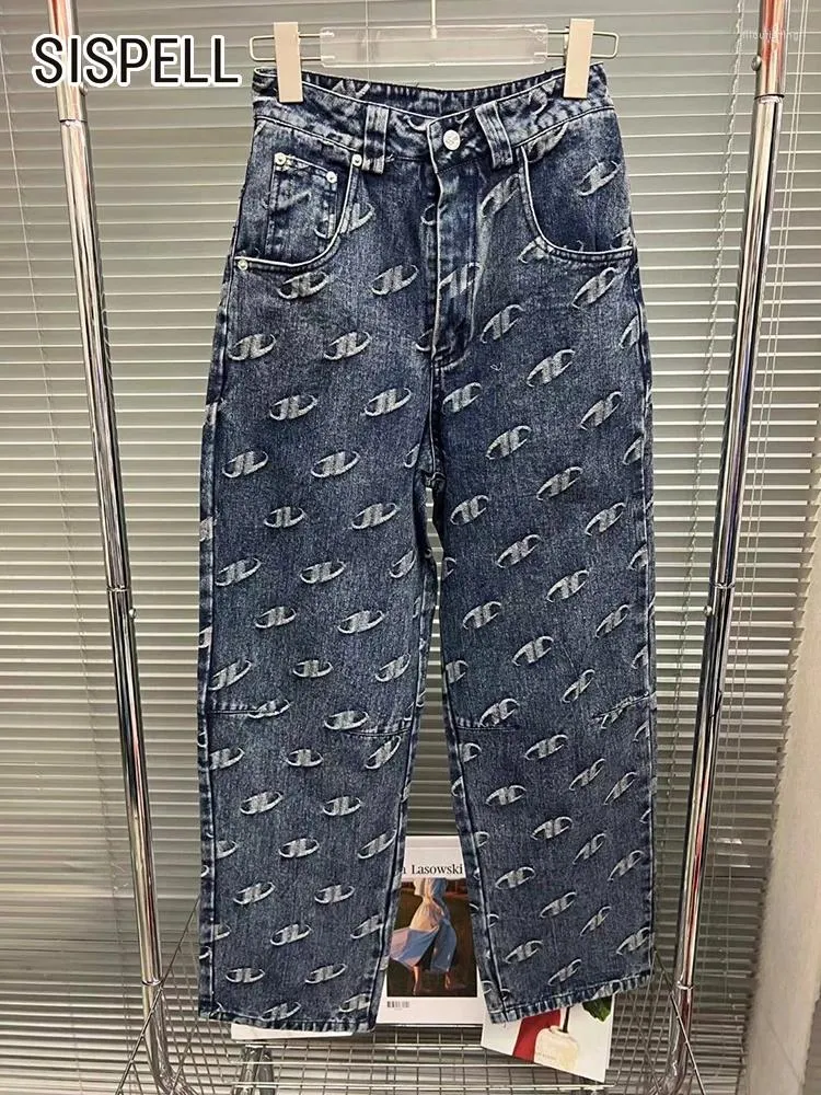Frauen Jeans sispell Patchwork Taschen Denim Weitbeinhose für Frauen hohe Taille lässige losen Temperament weibliche Sommer 2024 Kleidung