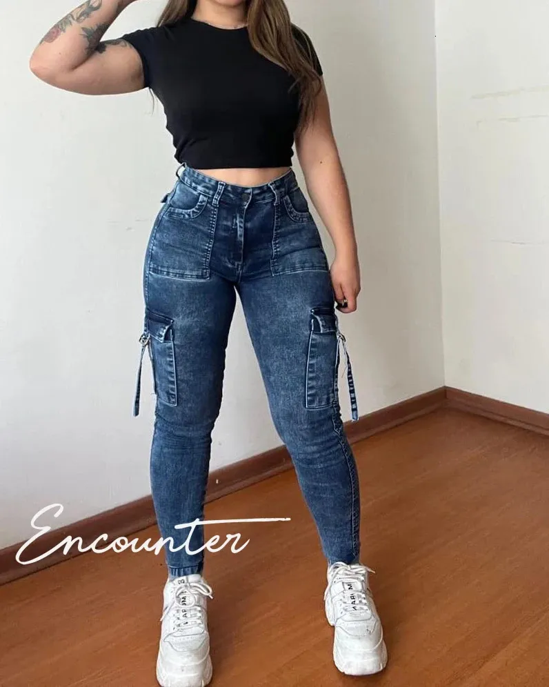 Fashion High Waist Skinny Strtechy Butt Lifting Slim Fit Women Wahed Pencil Jeans Sexy for Autumn Trendy Zipper Closure 240416