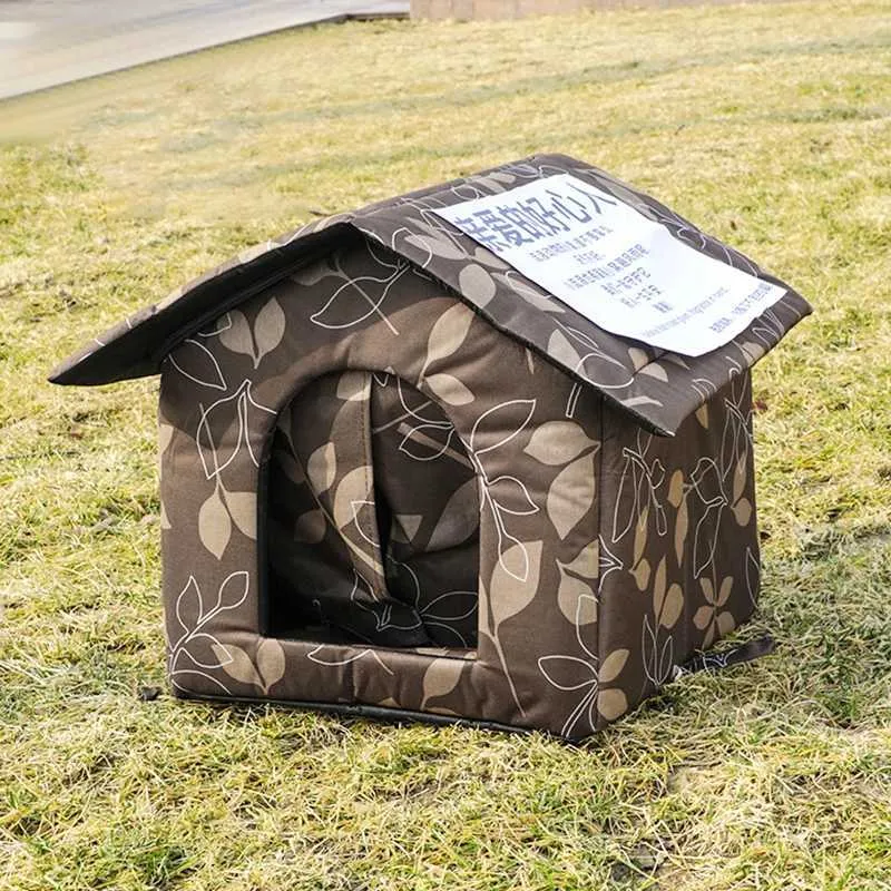 Carriers Craison House Cat Maison étanche extérieure Extérieur Hiver d'hiver Cave Sleep Louce de sommeil Pliable Lavable Adapté aux petits chiens et chiots Supplies 240426