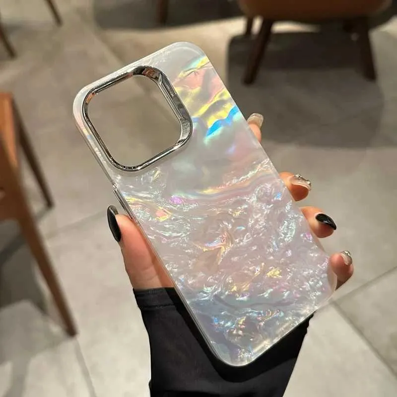 Cell Phone Cases Luxury Flash Laser Color Fantasy Case Phone Case Suitable for iPhone 15 14 13 12 11 Pro Max Plus Smooth Shiny Transparent Bumper Cover J240426