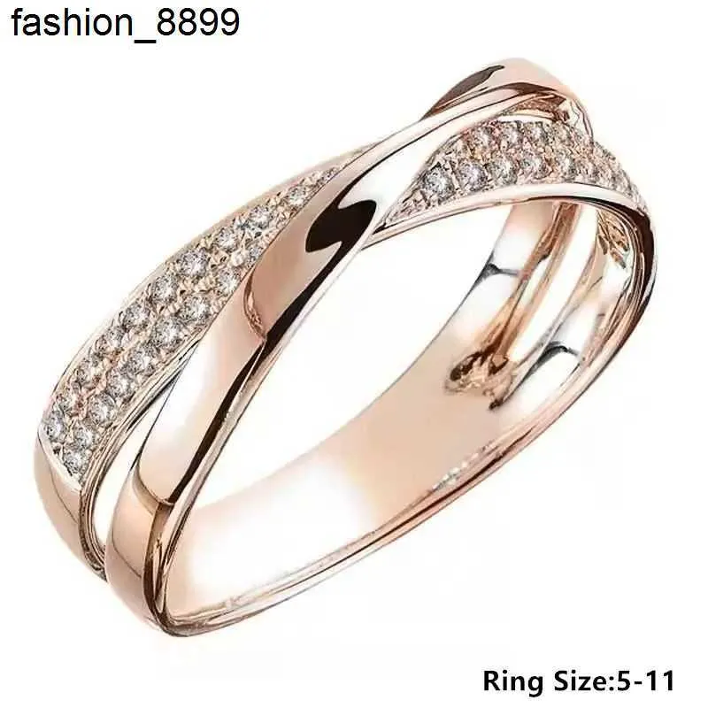 Fashion Moissanite Engagement Rings for Women Rose Gold Silver Cross Wedding 14K Gold Ring Aesthetic Designer Jewelry Gift Anillos Mujer