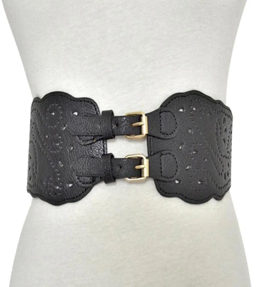 Hollow Floral Black Leather Belt Corset Belt Women Midjeband 2020 Luxury Designer Belts For Women Cummerbunds Midjeband2188775