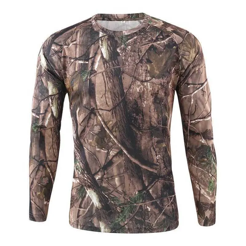 T-shirts tactiques Nouveaux t-shirts de printemps à manches longues T-shirt camouflage tactique à manches longues Camouflage de camasa Mascule de chasse rapide 240426