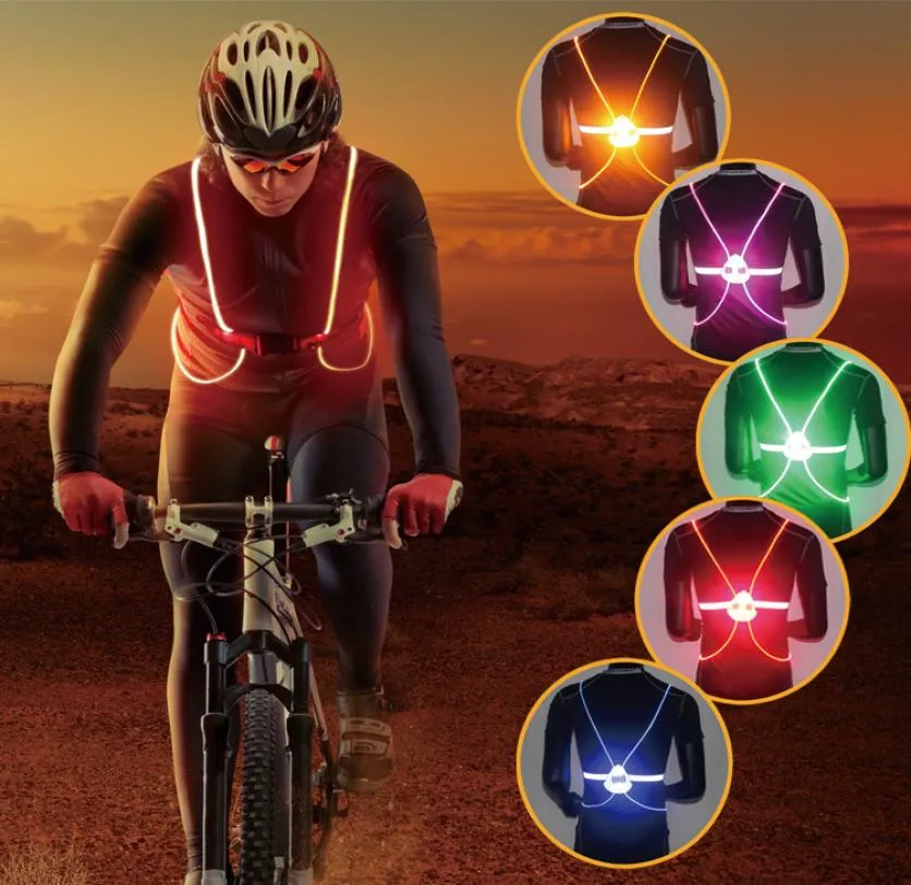 Correia de coletes de corrida LED alta visibilidade com cinto refletivo para corrida de segurança e ciclismo 4 cores 10pcs mk614874979